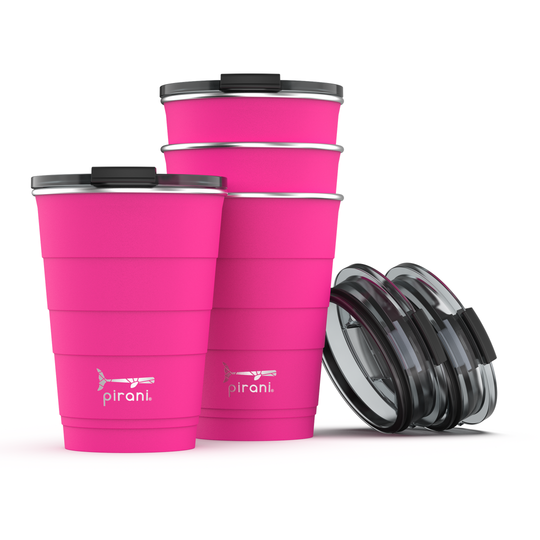 16oz Insulated Stackable Tumbler - 4 Pack - Backyard BBQ Set - Dragon Fruit Fuchsia#color_dragon-fruit